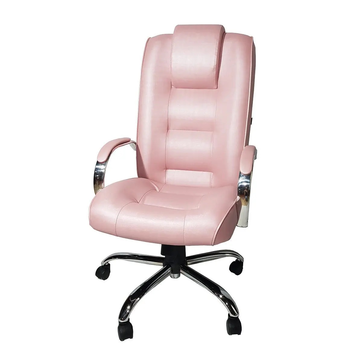 Cadeira Giratória Escritório Classic Presidente Rosê Gold Base Cromada CompreAlegre com Relax e Rodizio 100% Nacional