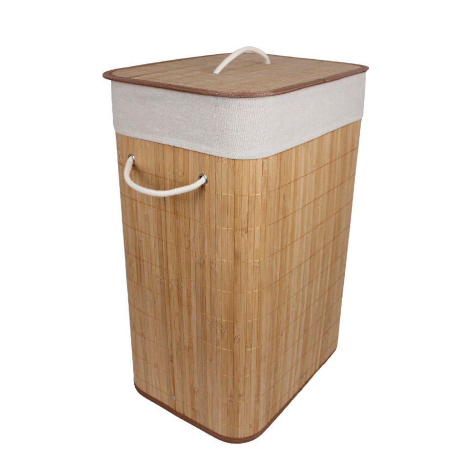 Cesto para Lavandeira em Bambu com Tampa Natural