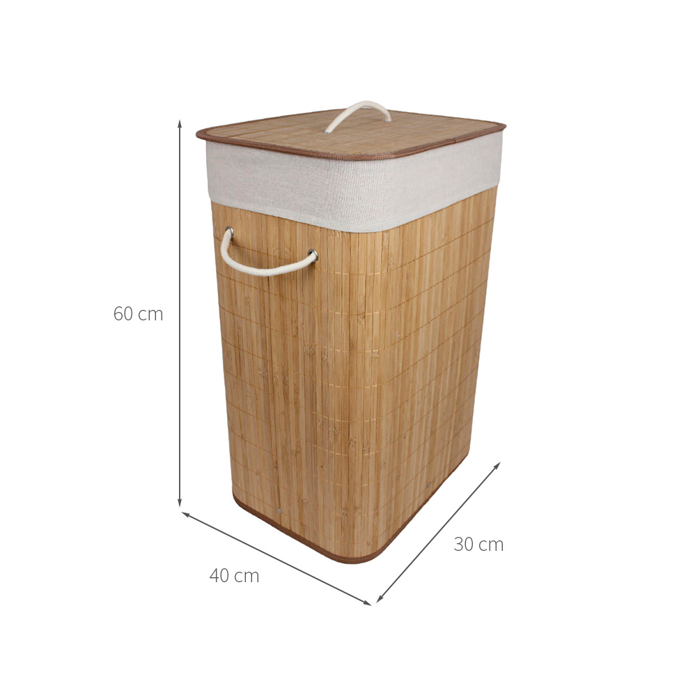 Cesto para Lavandeira em Bambu com Tampa Natural