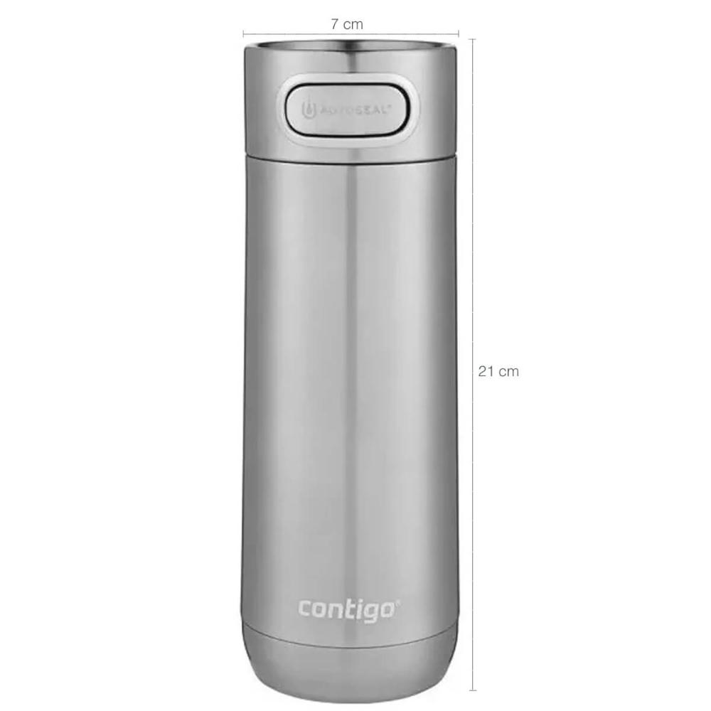 Garrafa Squeeze Térmico Luxe Autoseal Copo Térmico Inox Polido Quente e Frio 473ml Contigo
