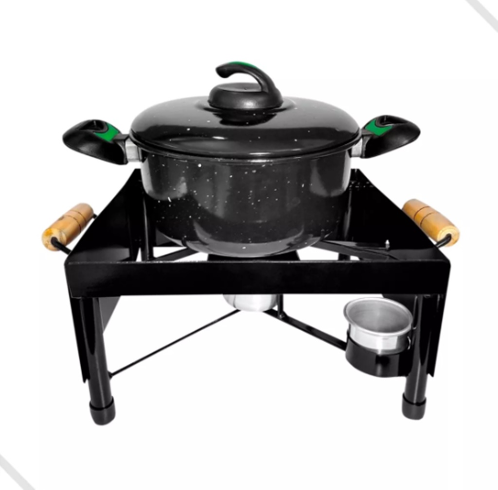 Churrasqueira Fogareiro a Álcool Chapa Ferro Multi P/ Mesa