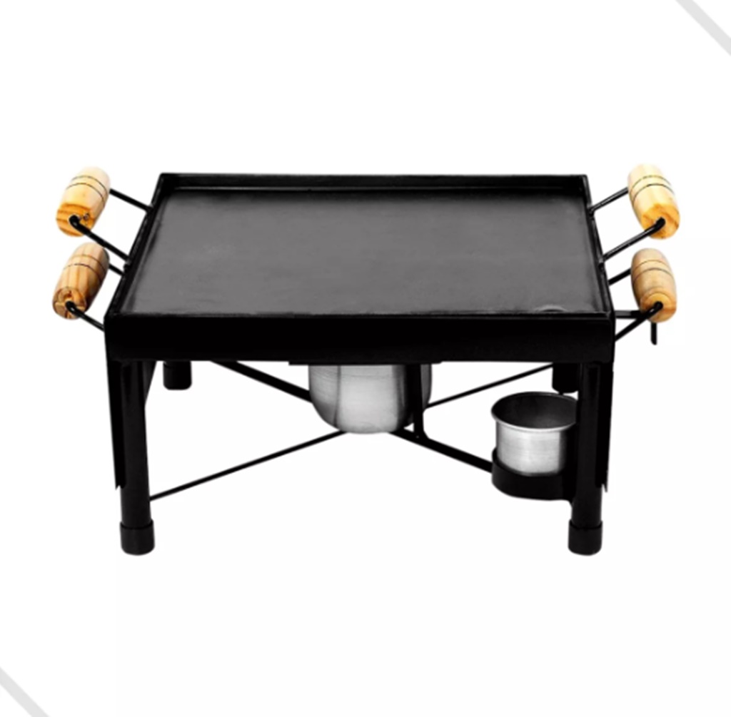Churrasqueira Fogareiro a Álcool Chapa Ferro Multi P/ Mesa