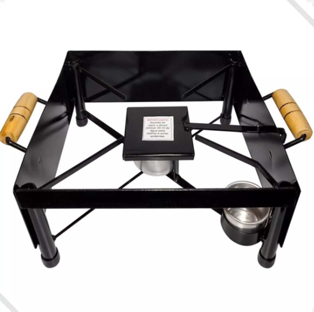 Churrasqueira Fogareiro a Álcool Chapa Ferro Multi P/ Mesa