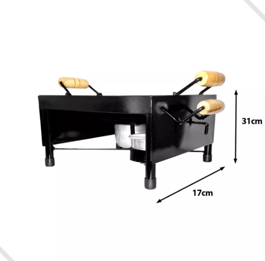 Churrasqueira Fogareiro a Álcool Chapa Ferro Multi P/ Mesa