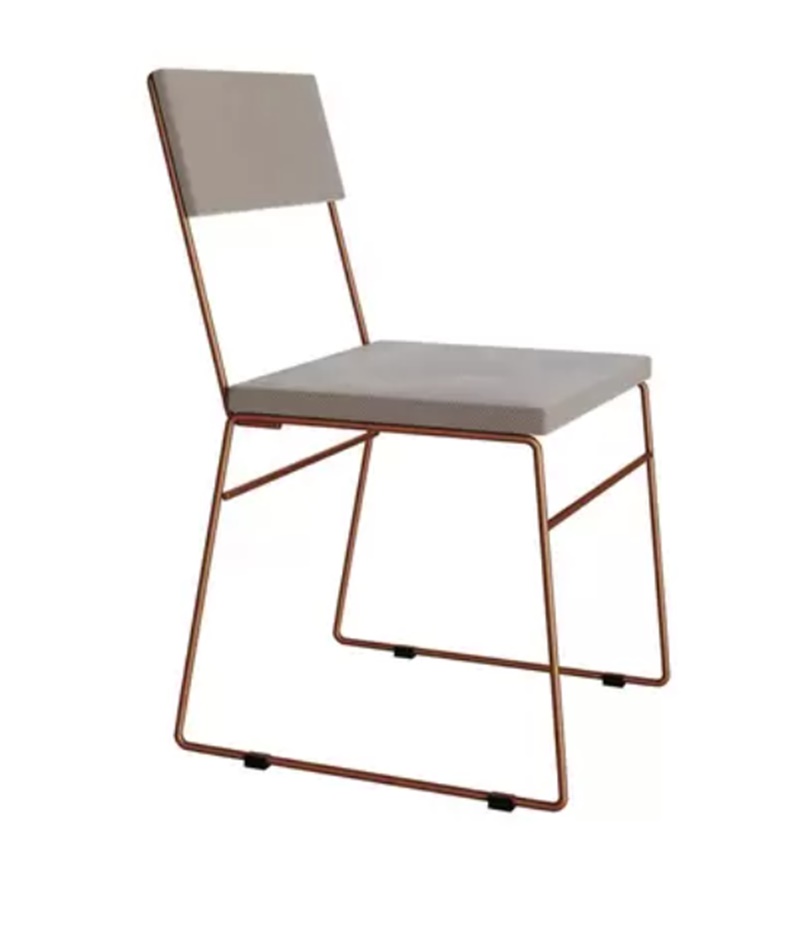 Kit 2 Cadeiras de Jantar Estofada Base Cobre Veludo Bege
