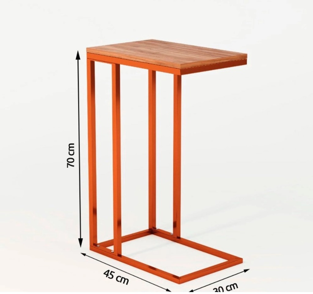 Mesa Lateral Encaixe Elena Cobre com Tampo Amendoa