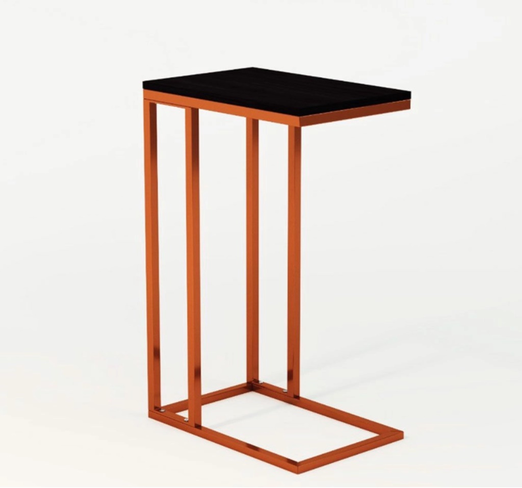 Mesa Lateral Encaixe Elena Cobre com Tampo Preto
