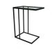 Mesa Lateral Encaixe Preto Com Tampo de Vidro