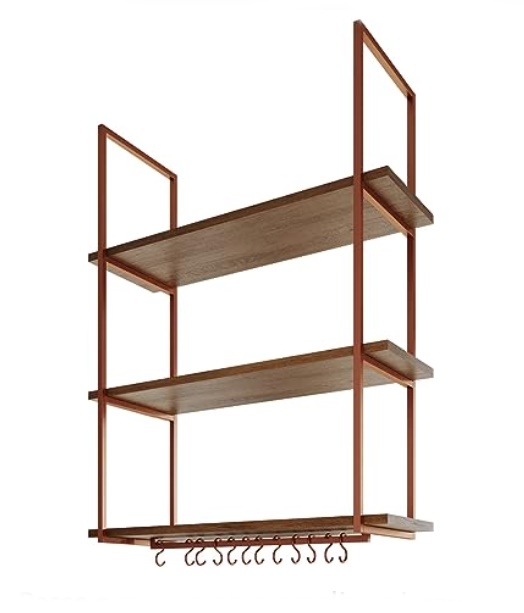 NICHO DE TETO PARA COZINHA 80 CM COBRE COM PRATELEIRA IMBUIA