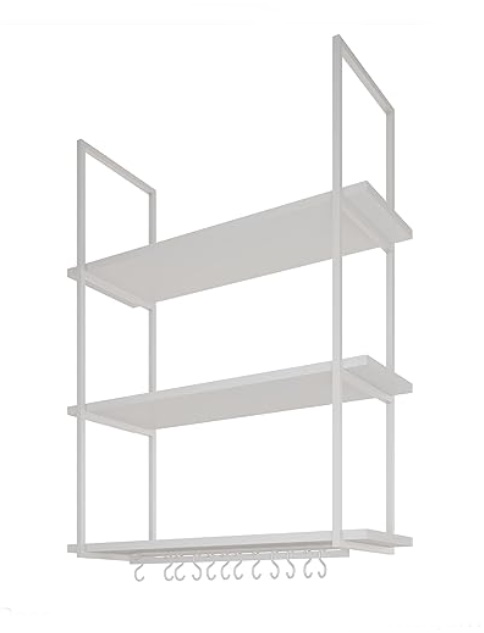 NICHO DE TETO PARA COZINHA 80 CM PRETO COM PRATELEIRA BRANCA