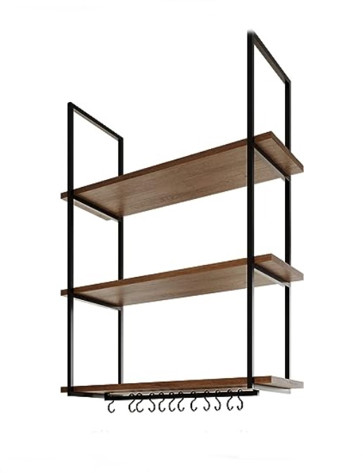 NICHO DE TETO PARA COZINHA 95 CM PRETO E FREIJÓ