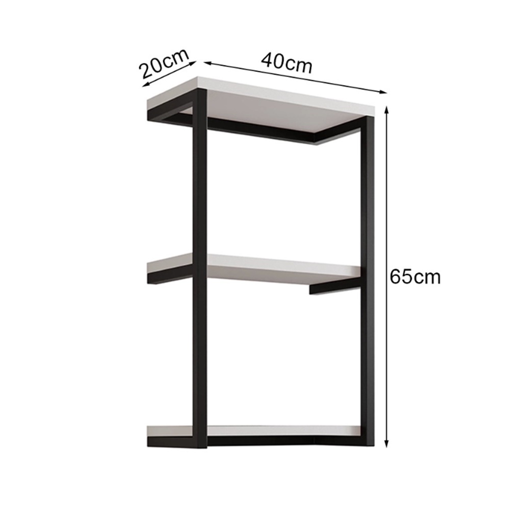 Nicho De Parede Industrial Para Quarto 3 Prateleiras Milão - Branco e Preto