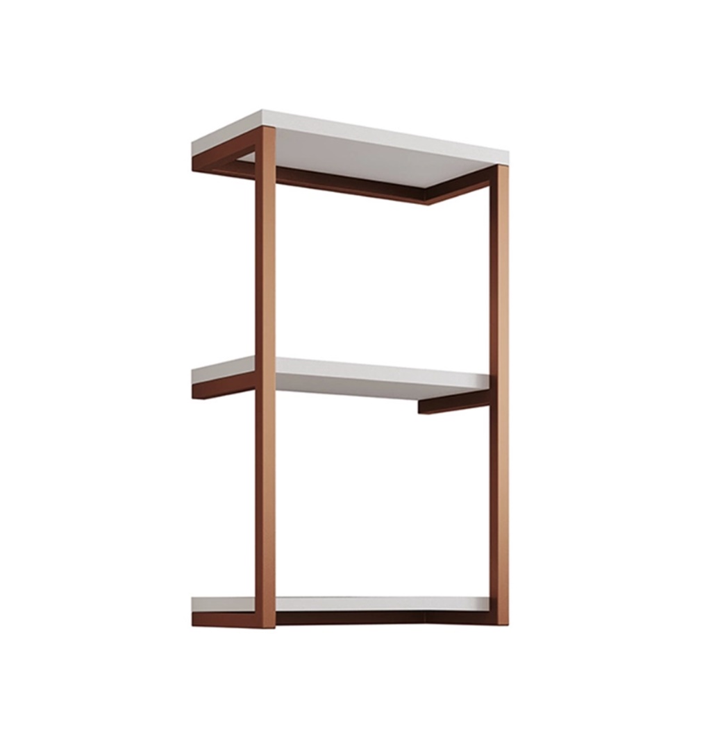 Nicho De Parede Industrial Para Quarto 3 Prateleiras Milão - Cobre e Branco