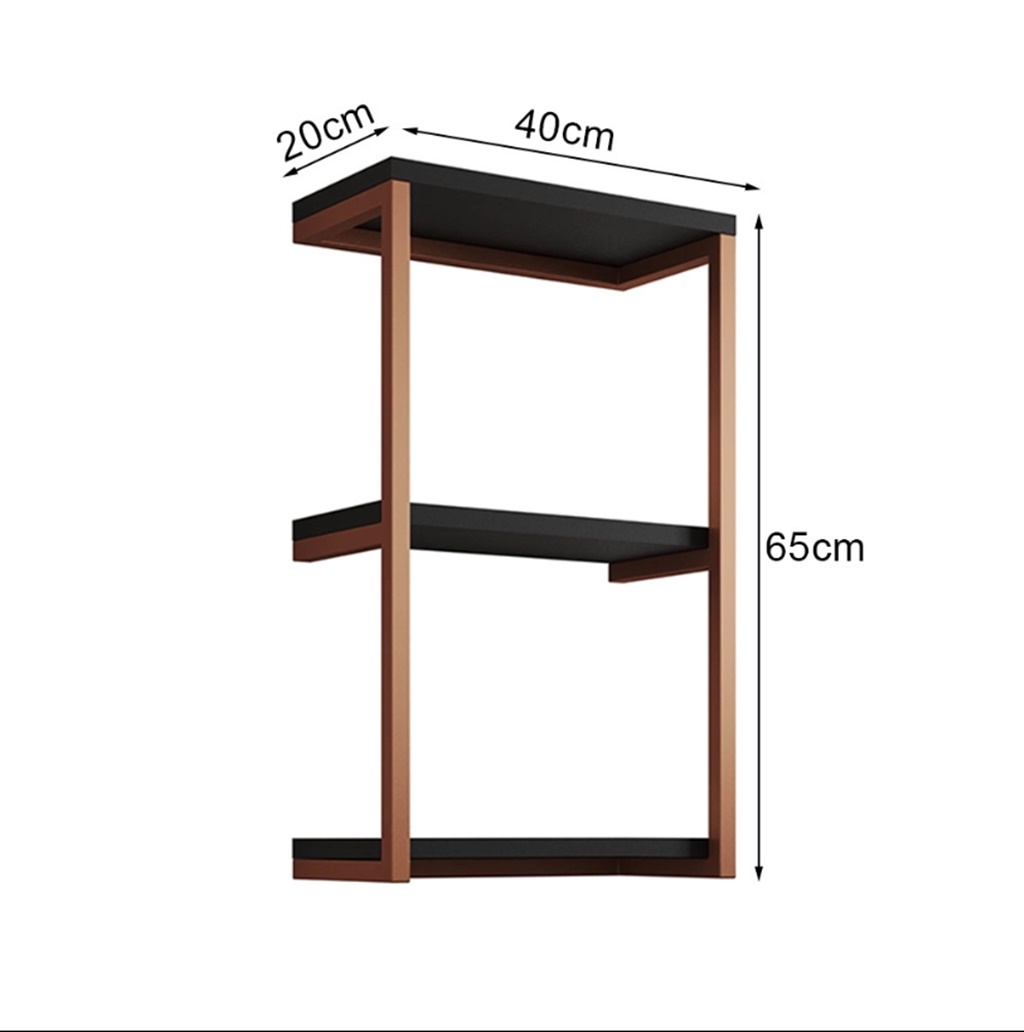 Nicho De Parede Industrial Para Quarto 3 Prateleiras Milão - Cobre e Preto