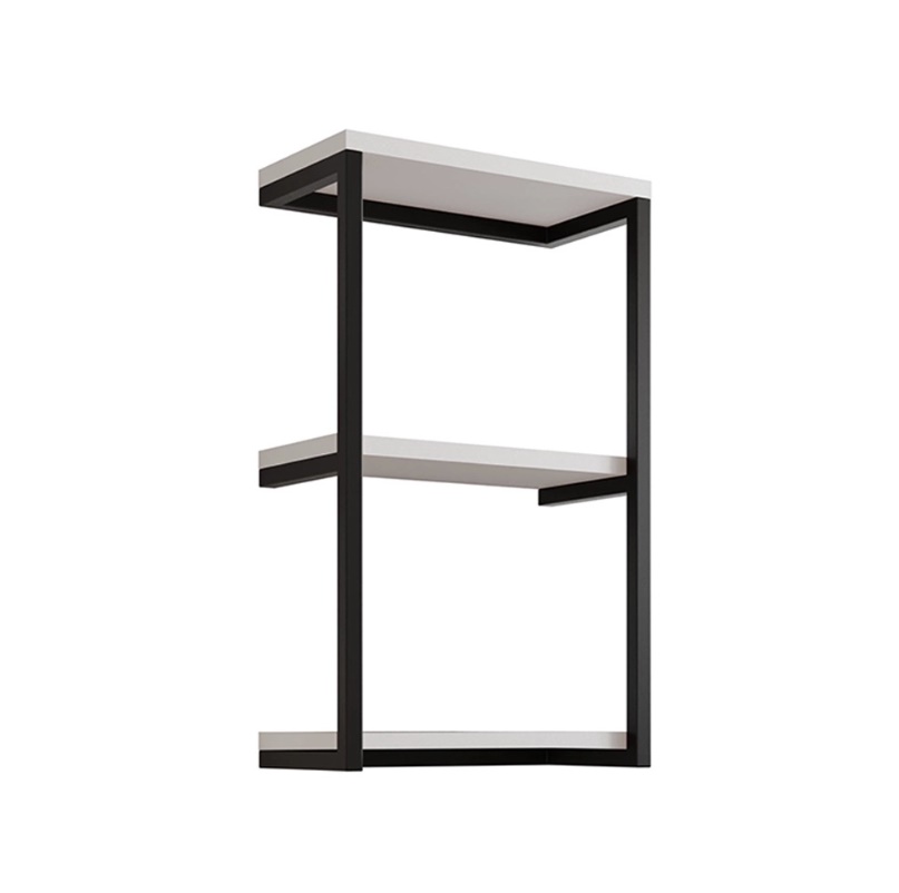 Nicho De Parede Industrial Para Quarto 3 Prateleiras Milão - Preto e Branco