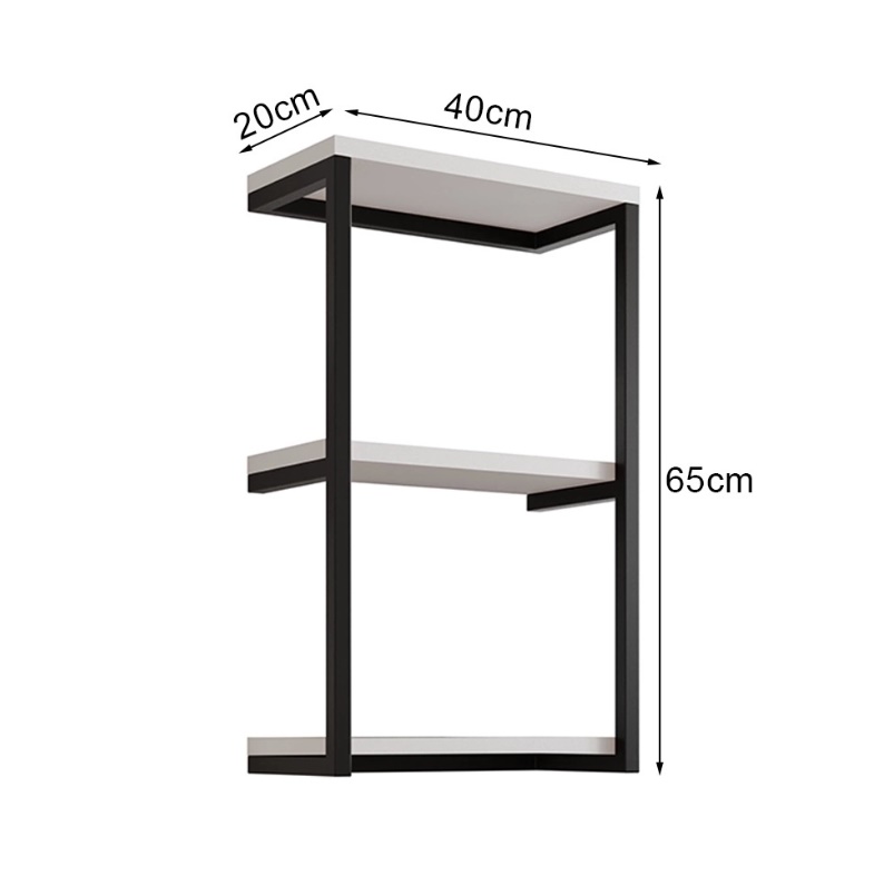 Nicho De Parede Industrial Para Quarto 3 Prateleiras Milão - Preto e Branco
