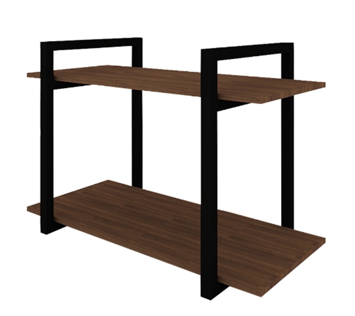 Nicho Industrial Preto Com Tampo Imbuia 80 Cm
