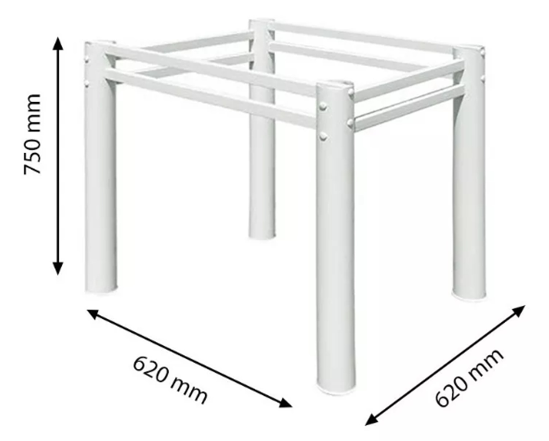 Pé Base De Mesa Jantar Branco Para Tampos Pedra Granito Vidro 0,75x0,75mt