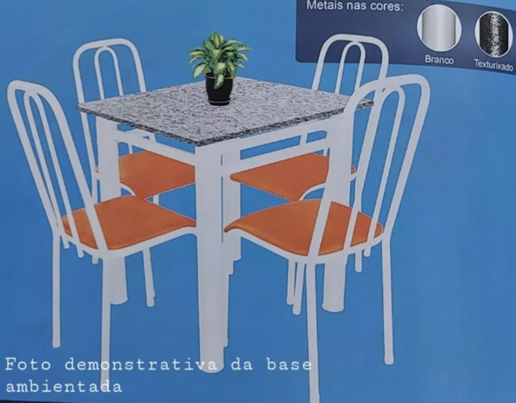 Pé Base De Mesa Jantar Branco Para Tampos Pedra Granito Vidro 0,75x0,75mt