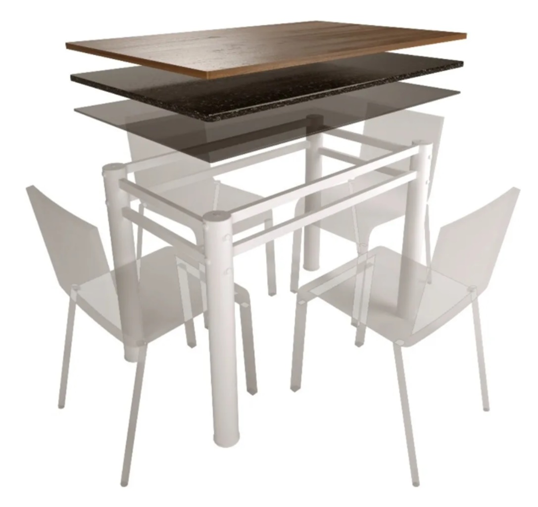 Pé Base De Mesa Jantar Branco Para Tampos Pedra Granito Vidro 1,20mt
