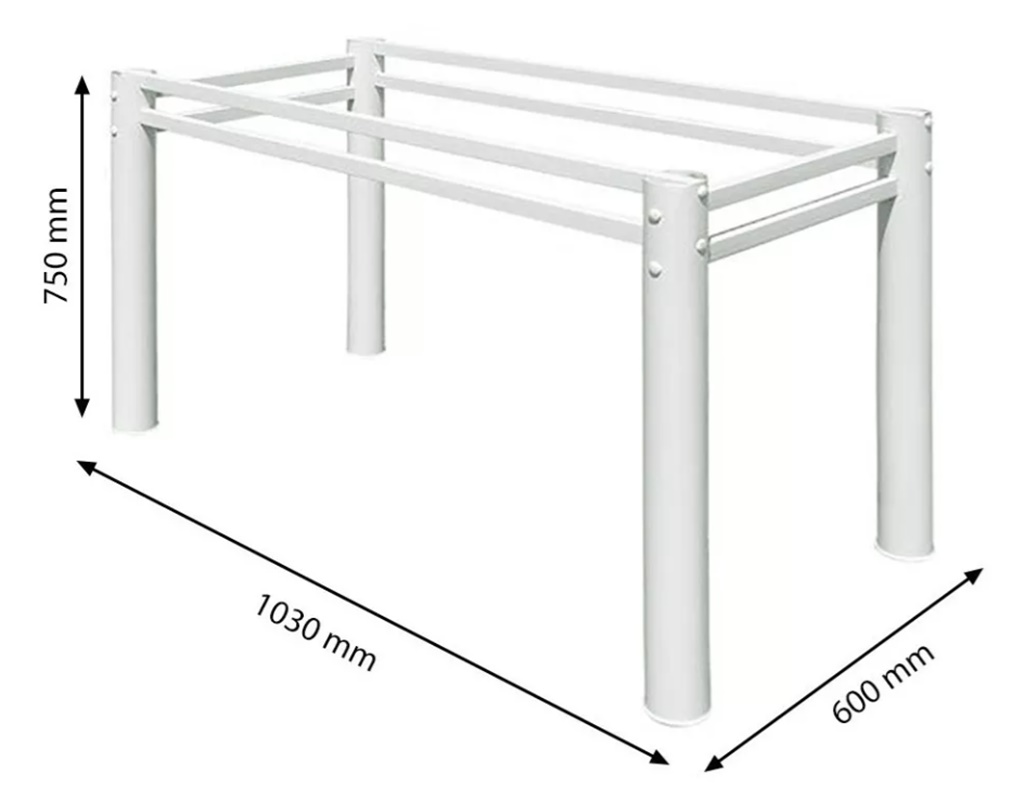 Pé Base De Mesa Jantar Branco Para Tampos Pedra Granito Vidro 1,20mt