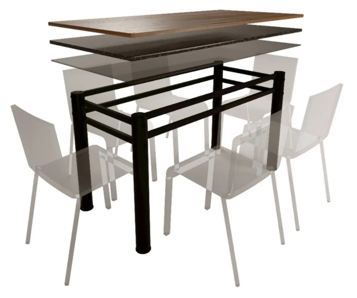 Pé Base De Mesa Jantar Para Tampos Pedra Granito Vidro 1,20