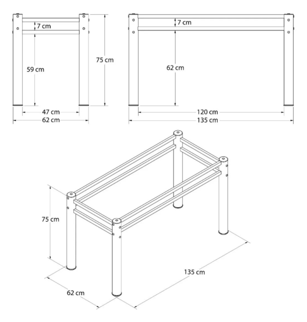 Pé Base De Mesa Jantar Para Tampos Pedra Granito Vidro 1,20