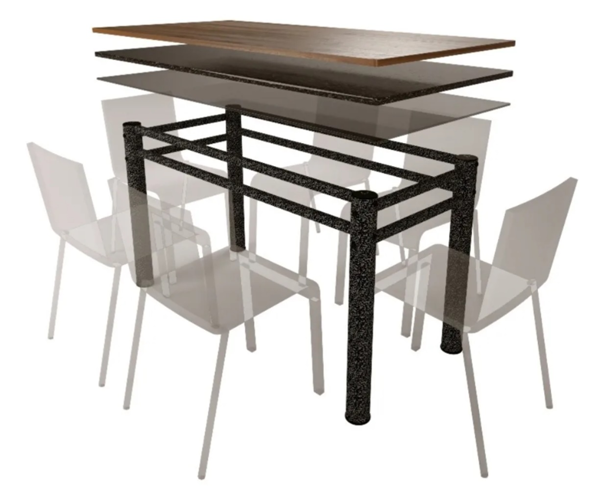 Pé Base De Mesa Jantar Para Tampos Pedra Granito Vidro 1,20 Texturizado