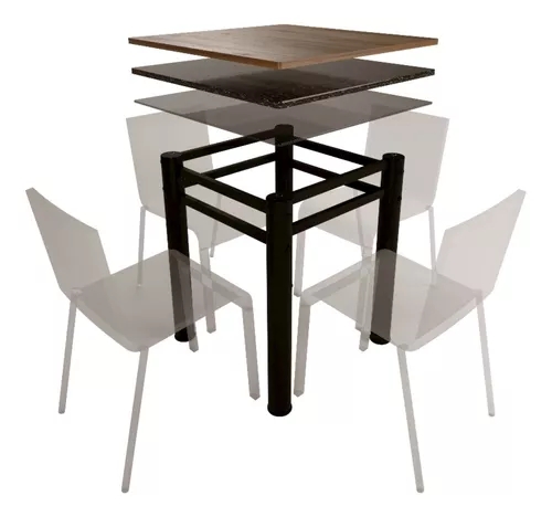 Pé Base De Mesa Jantar Preto Para Tampos Pedra Granito Vidro 0,75x0,75mt