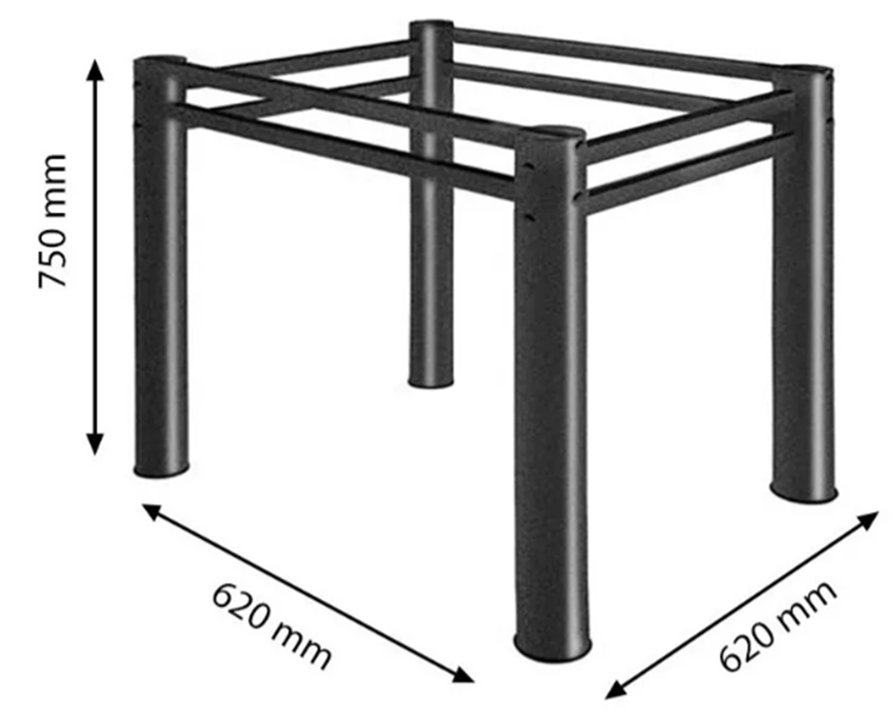 Pé Base De Mesa Jantar Preto Para Tampos Pedra Granito Vidro 0,75x0,75mt