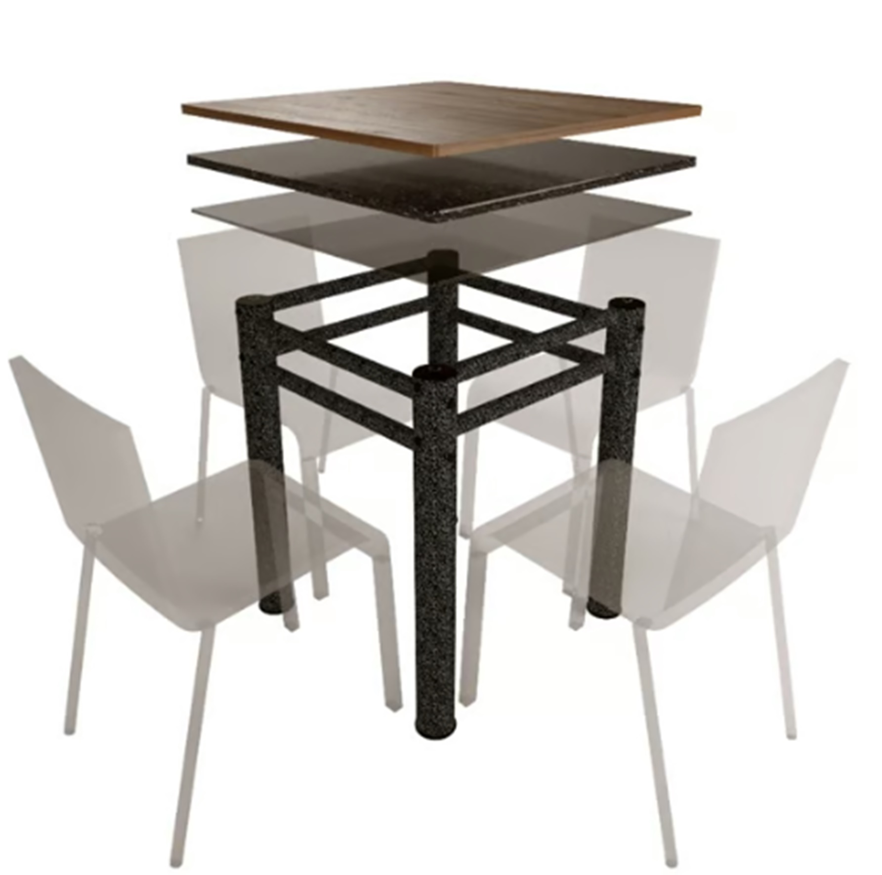 Pé Base De Mesa Jantar Texturizado Para Tampos Pedra Granito Vidro 0,75x0,75mt