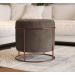 Puff Redondo Sala de Estar Cobre Suede Bege