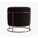 Puff Redondo Sala de Estar Cobre Suede Preto