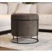 Puff Redondo Sala de Estar Preto Suede Bege