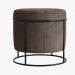 Puff Redondo Sala de Estar Preto Suede Bege