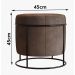 Puff Redondo Sala de Estar Preto Suede Bege