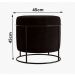 Puff Redondo Sala de Estar Preto Suede Preto