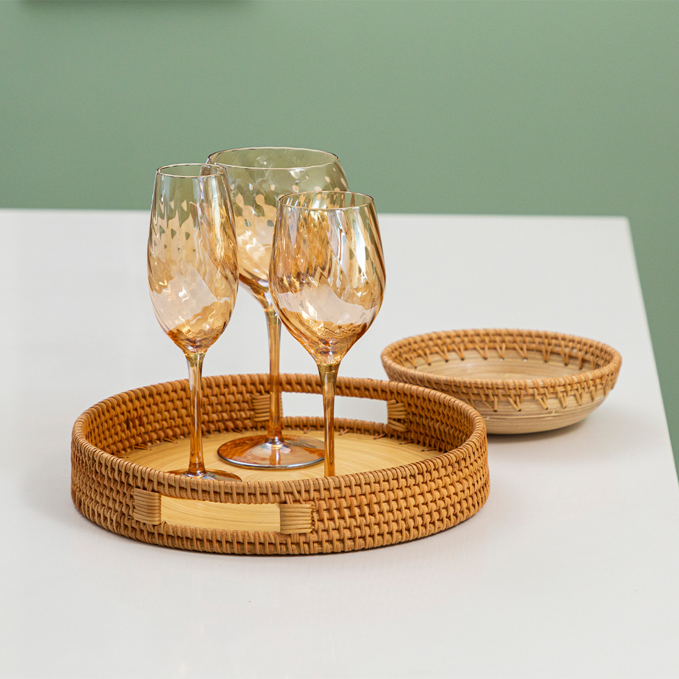 Bandeja Decorativa Duo Rattan Natural