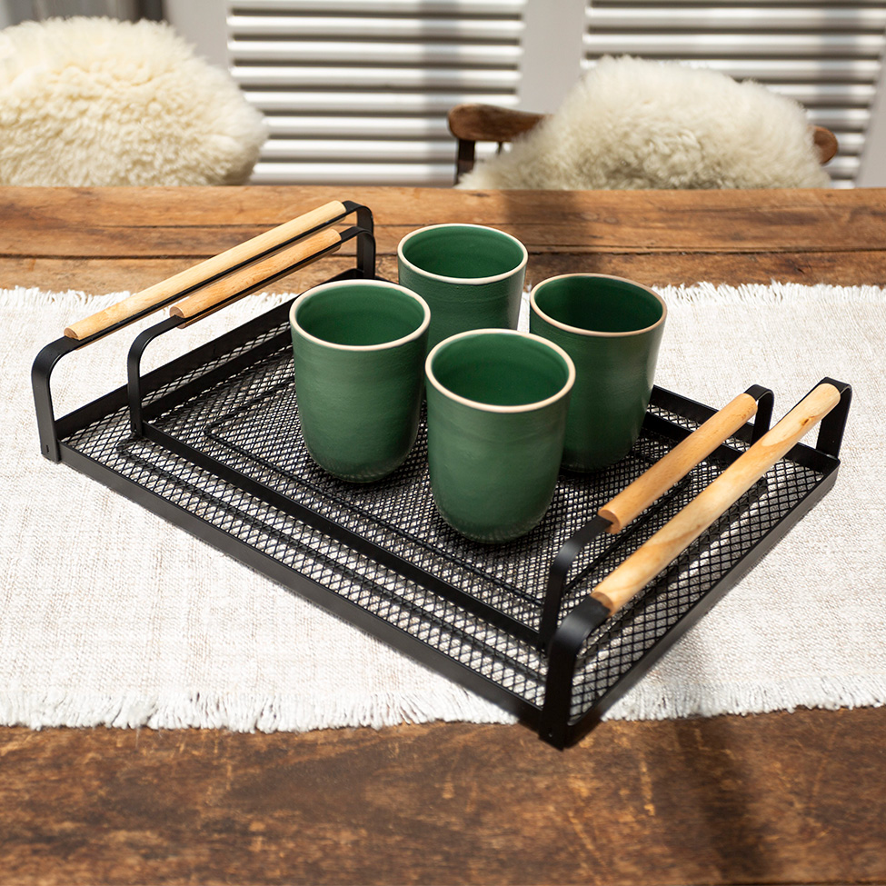 Bandeja Decorativa Rack Preta 33x27 cm