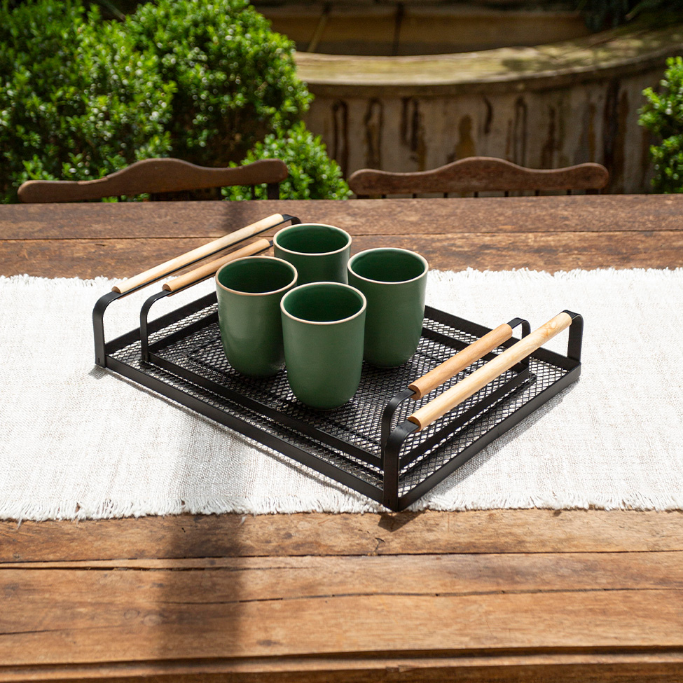 Bandeja Decorativa Rack Preta 40x30 cm