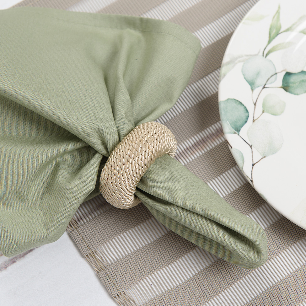 Kit com 4 Anéis de Guardanapo Rayon Bege