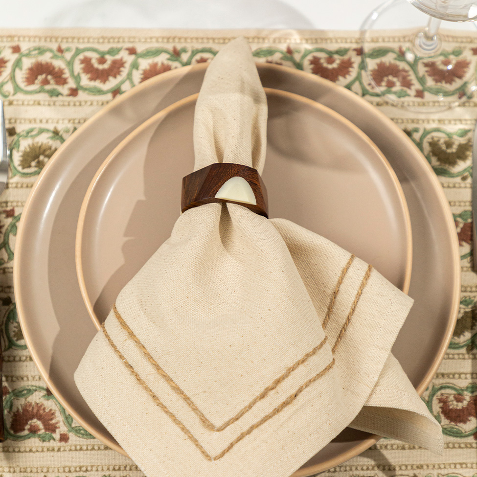 Kit com 4 Anéis de Guardanapo Tongass Marrom e Branco
