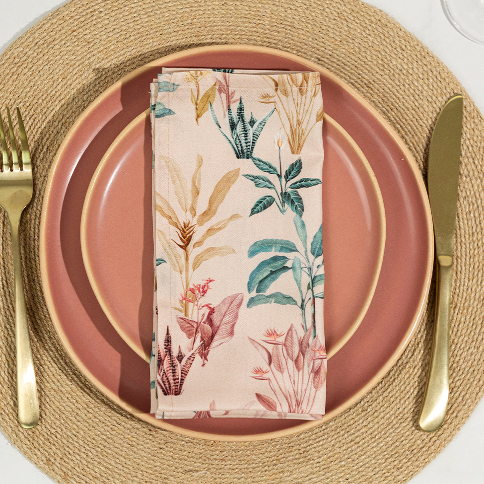 Kit com 4 Guardanapos Home Bananeiras