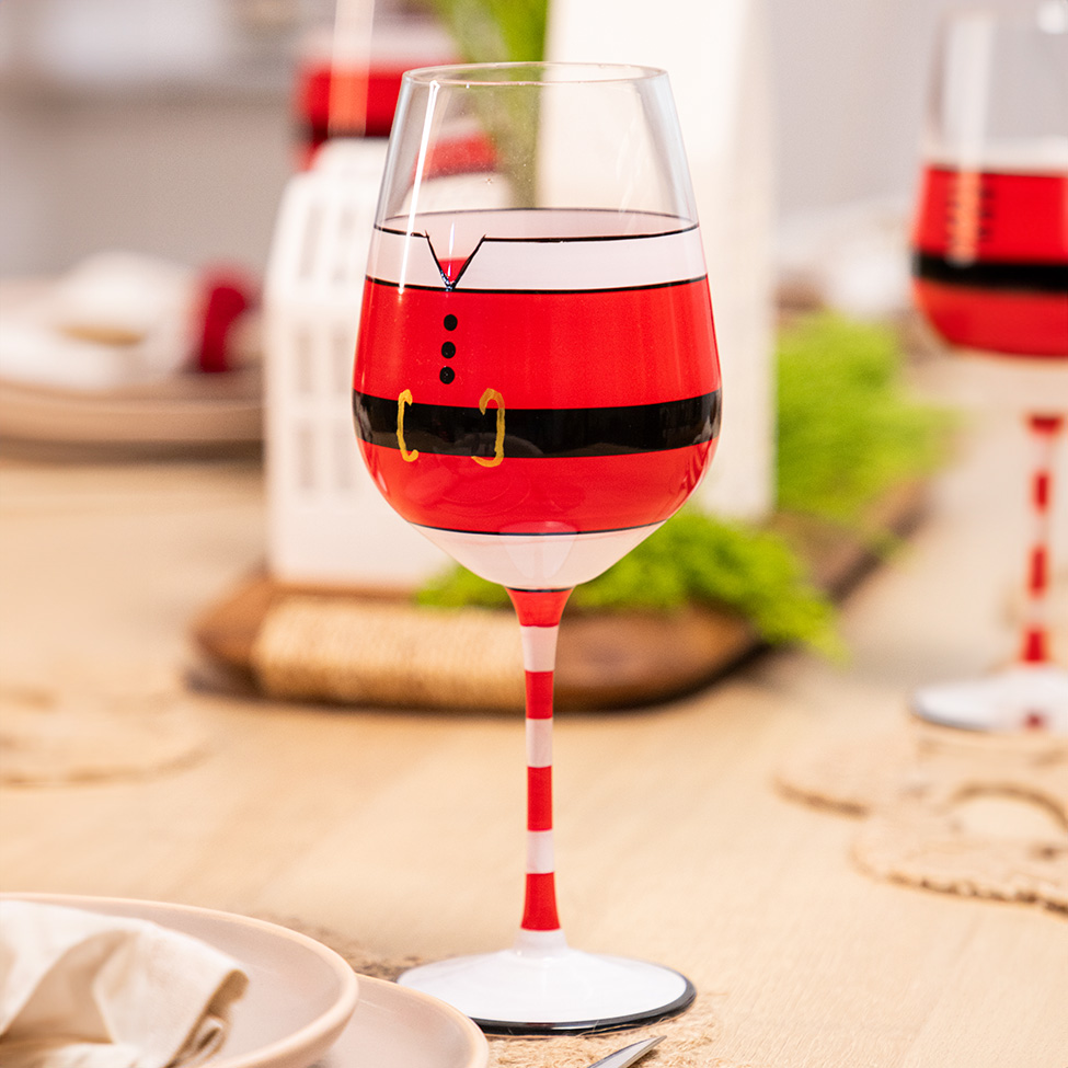 Taça Christmas Vermelha e Dourada 510 ml