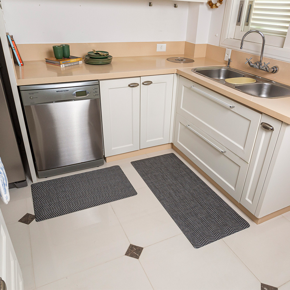Tapete de Cozinha Sense Trama Cinza Escuro 50x80 cm