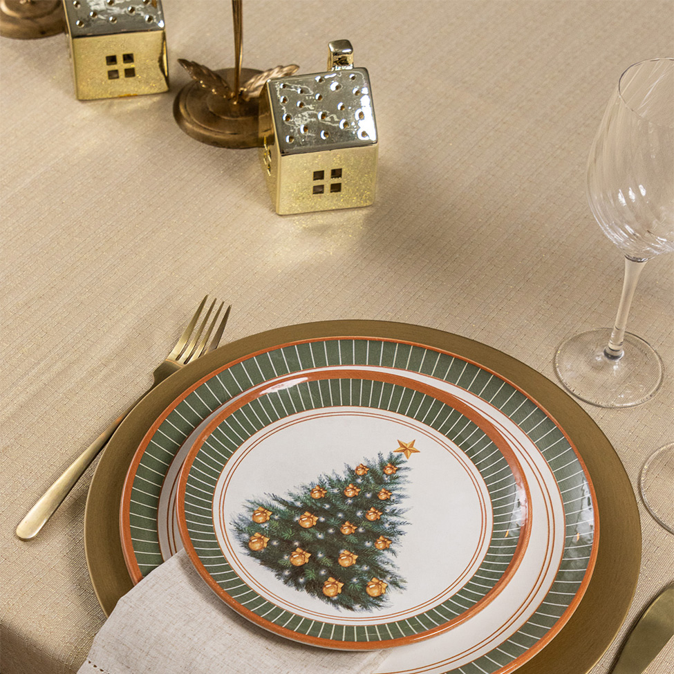 Toalha de Mesa Versatile Leah Dourada 180x270 cm