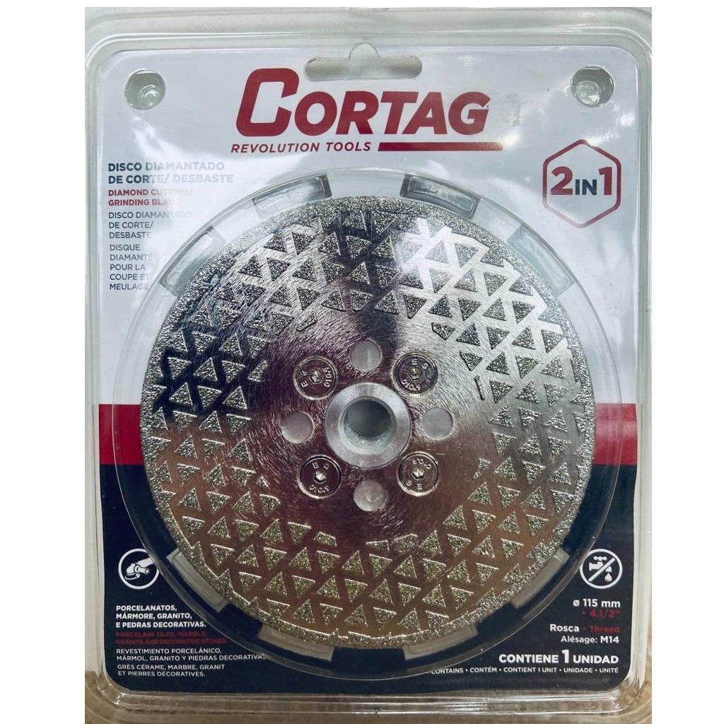 Disco Diamantado Corte e Desbaste 115mm Rosca M14 - Cortag