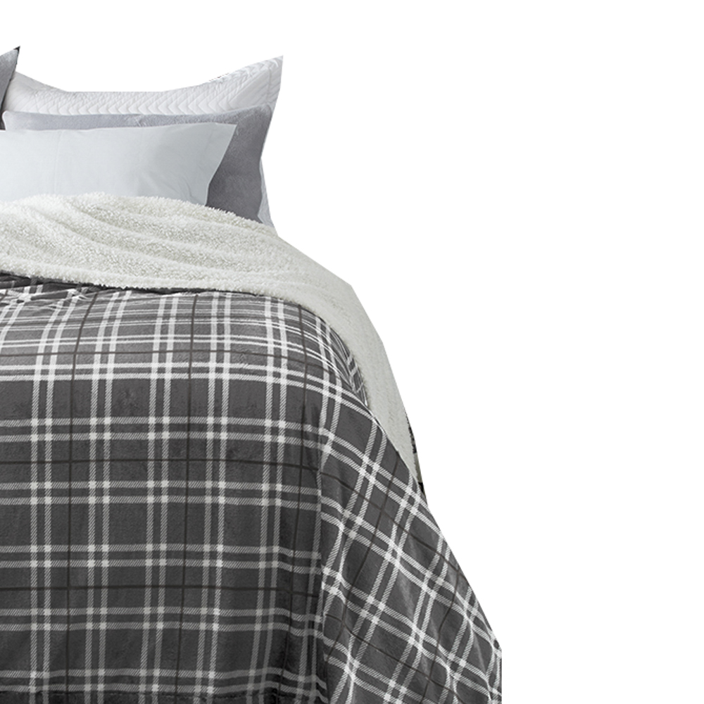 Manta Escócia Queen Xadrez Cinza Home Design Corttex