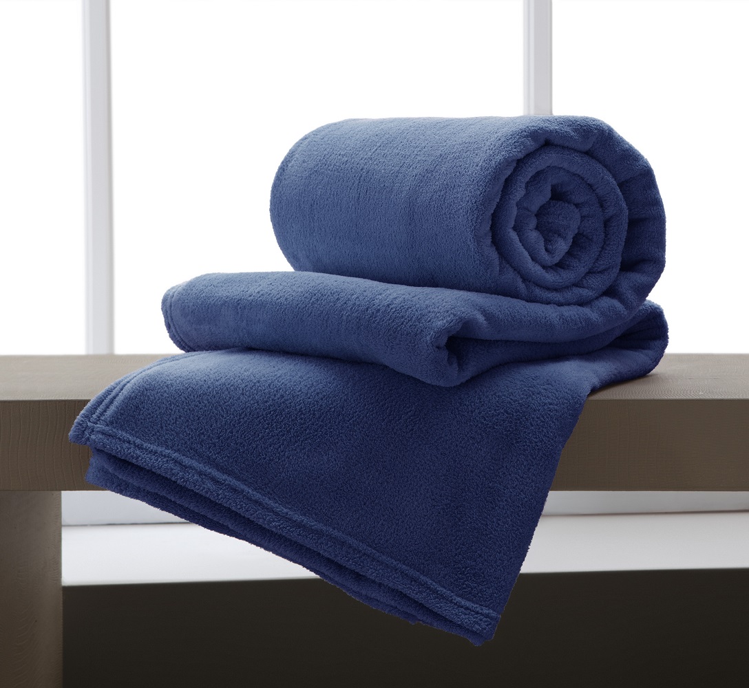 Manta Solteiro Flannel Extra Macio Corttex - Marinho