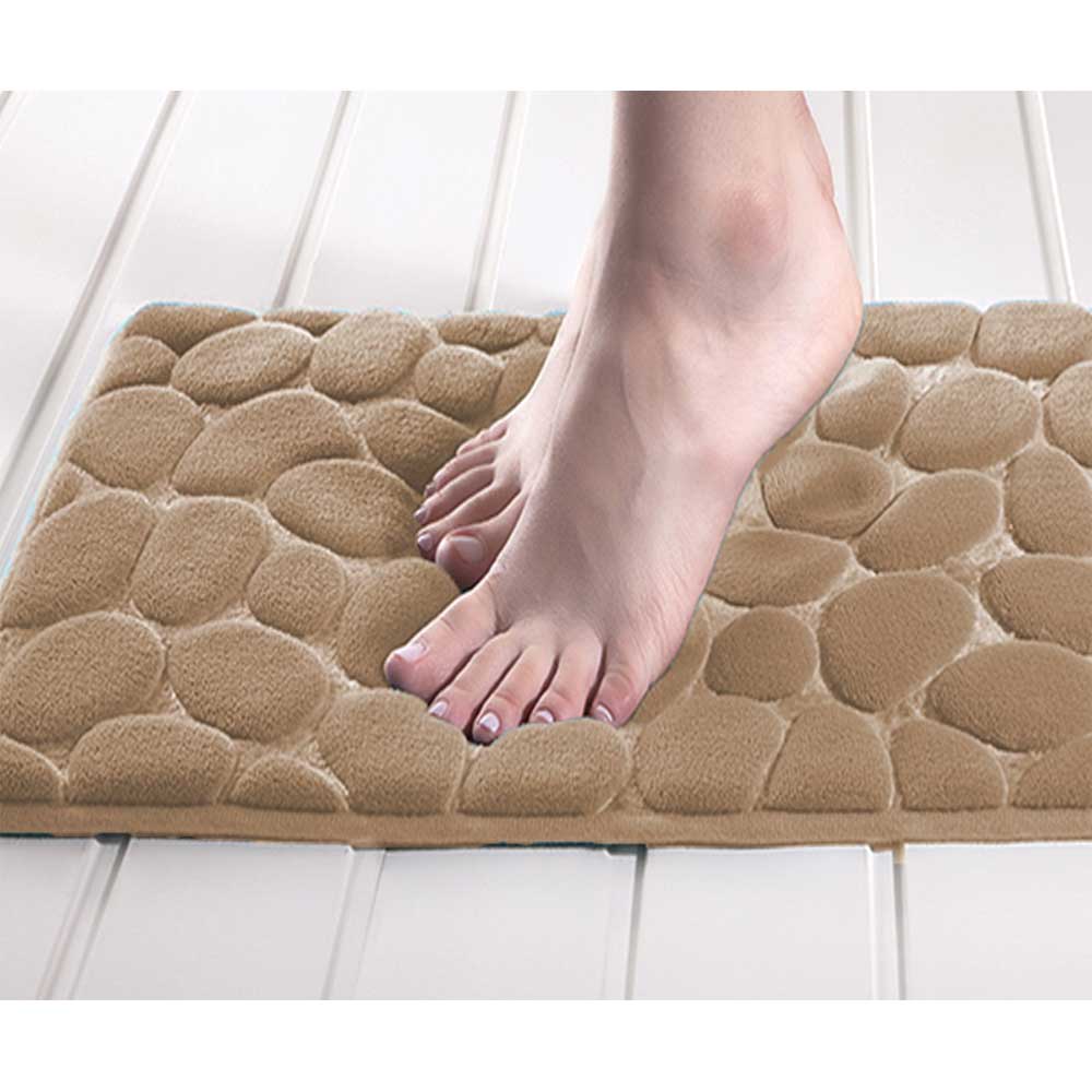 Tapete de Banheiro Elementar Inspiração Bege Escuro 60cm x 40cm Home Design Corttex